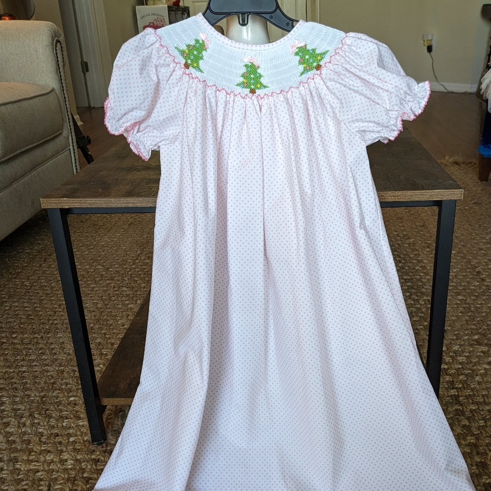 Classic Whimsy Smocked Christmas Bishop Dress